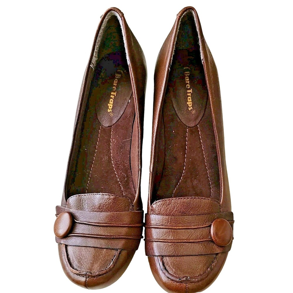Bare Traps, Savina,‎  size Womens US 8 M,  brown leather slip on heels